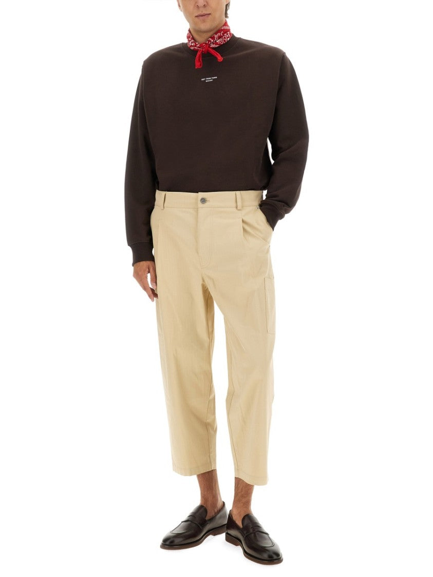 Drôle De Monsieur Relaxed Fit Brown Sweatshirt With Chest Slogan