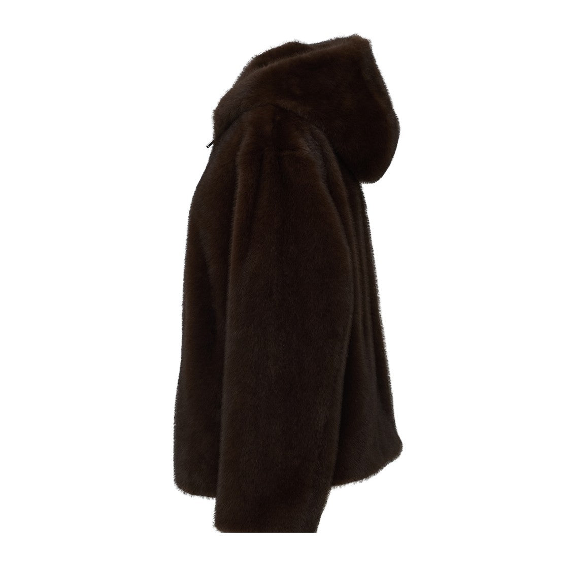Parosh Short Hooded Drawstring Faux-Fur Jacket