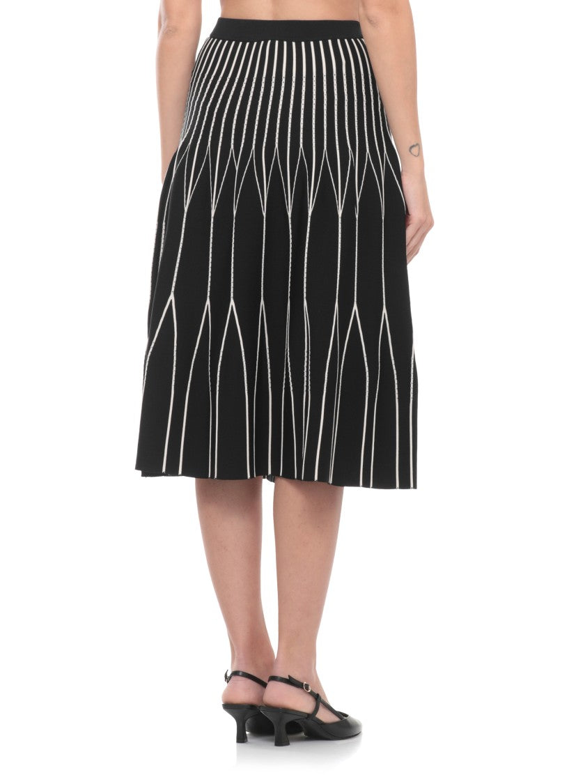 Elisabetta Franchi Knee-Length Viscose Skirt With Geometric Pattern And Elastic Waistband