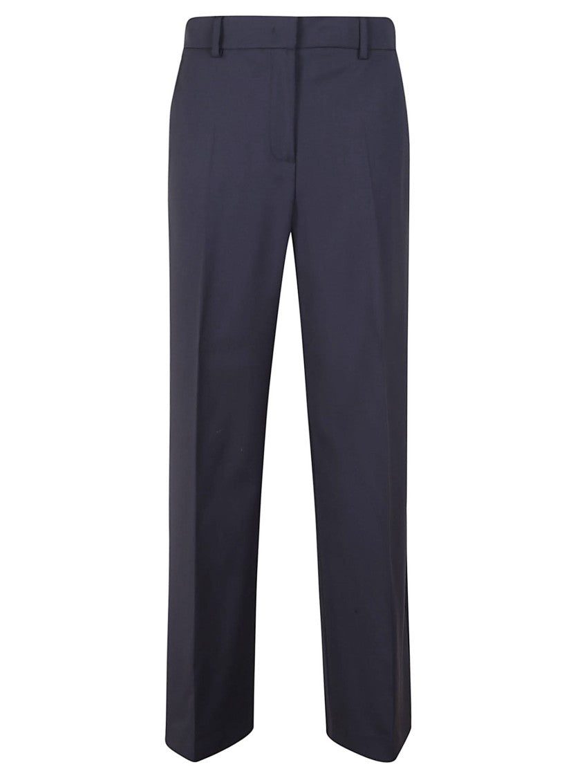 Max Mara Tailored Straight-Leg Trousers In Blue Wool