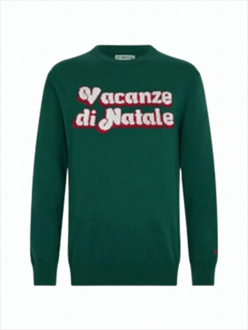Mc2 Saint Barth Crew Neck Wool-Cashmere Blend Sweater With Jacquard Detail