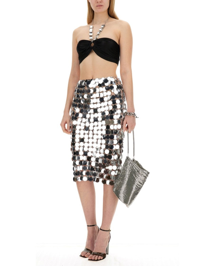 Rabanne Shimmering Midi Skirt With Circular Plastic Discs