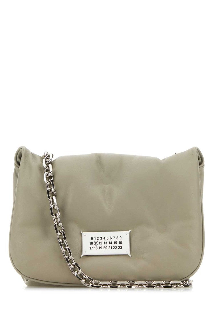 Maison Margiela Light Grey Nappa Leather Small Glam Slam Flap Crossbody Bag