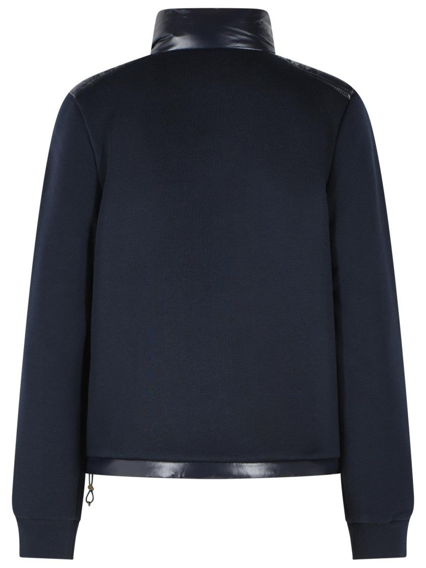 Moncler Blue Cotton Blend Padded Sweater