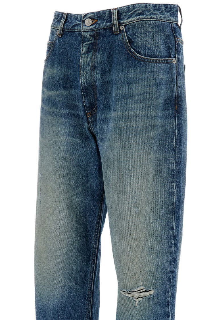 Mm6 By Maison Margiela Distressed Wide-Leg Cotton Jeans