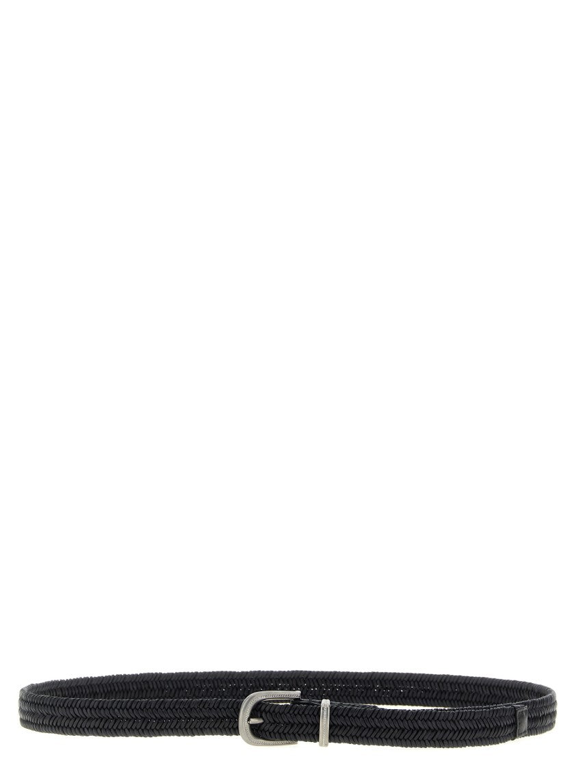 Brunello Cucinelli Braided Nappa Leather Belt With Monile Buckle Detail