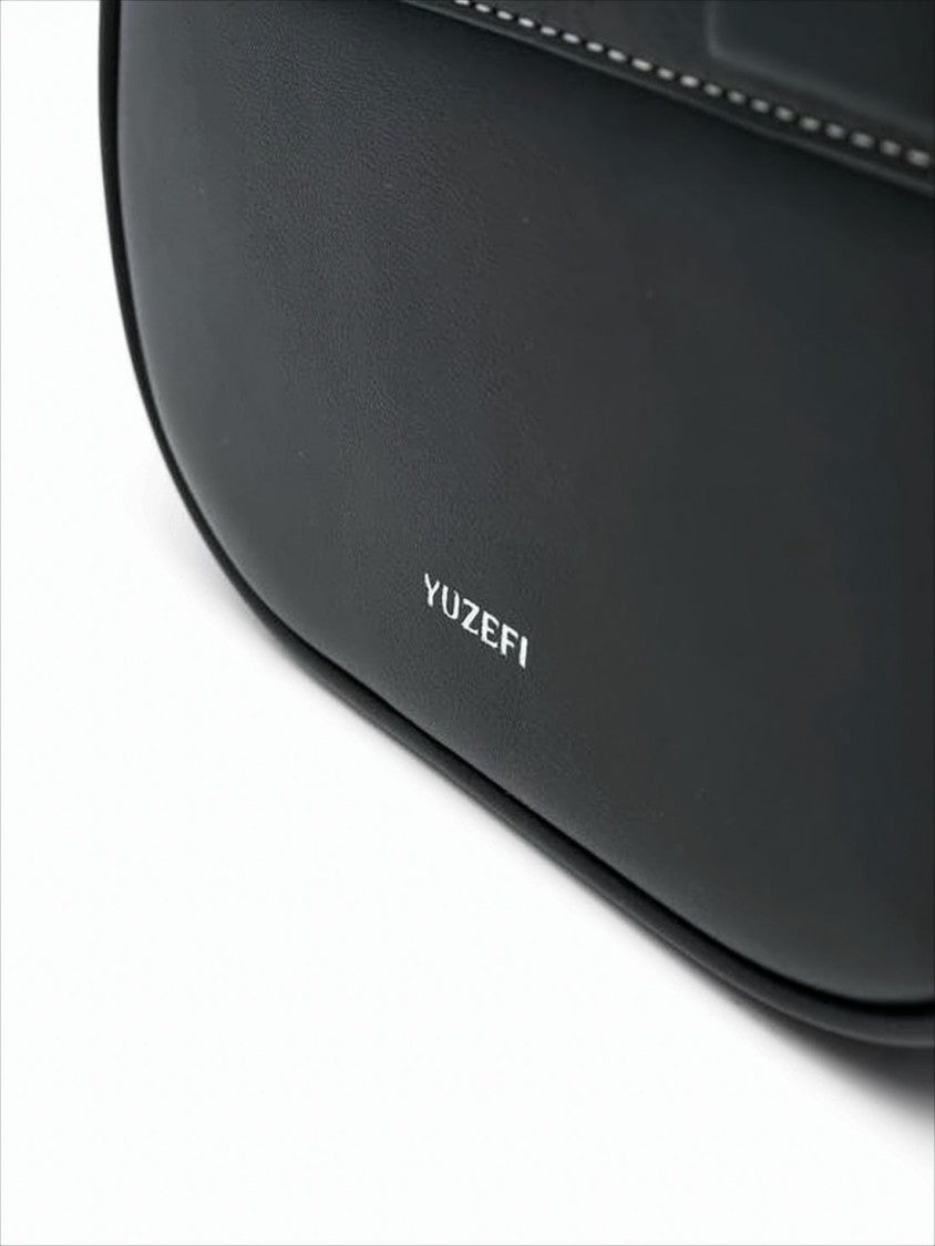 Yuzefi Smooth Leather Shoulder Bag With Flap Closure