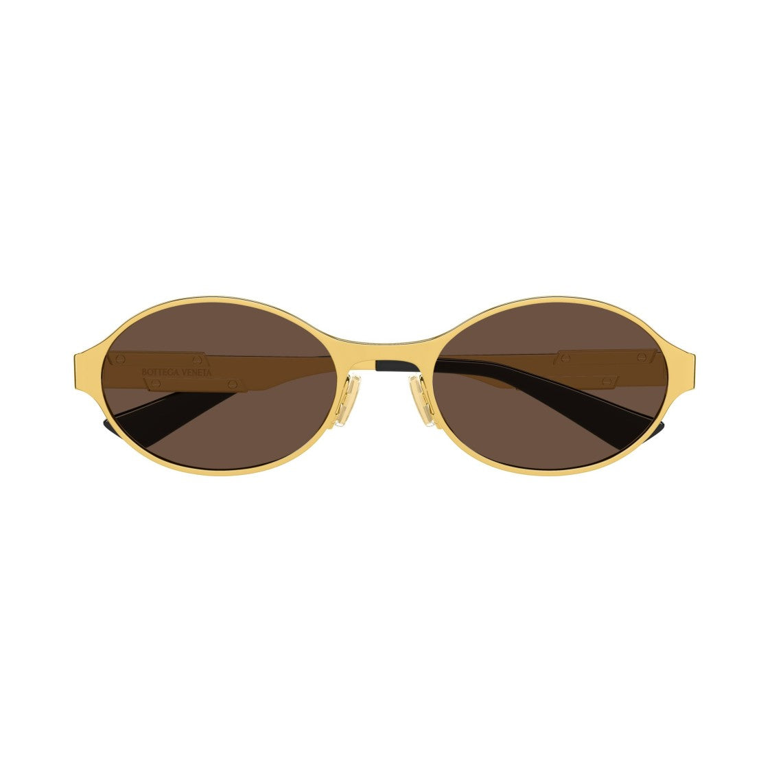 Bottega Veneta Bv1456s Oval Metallic Gold Sunglasses