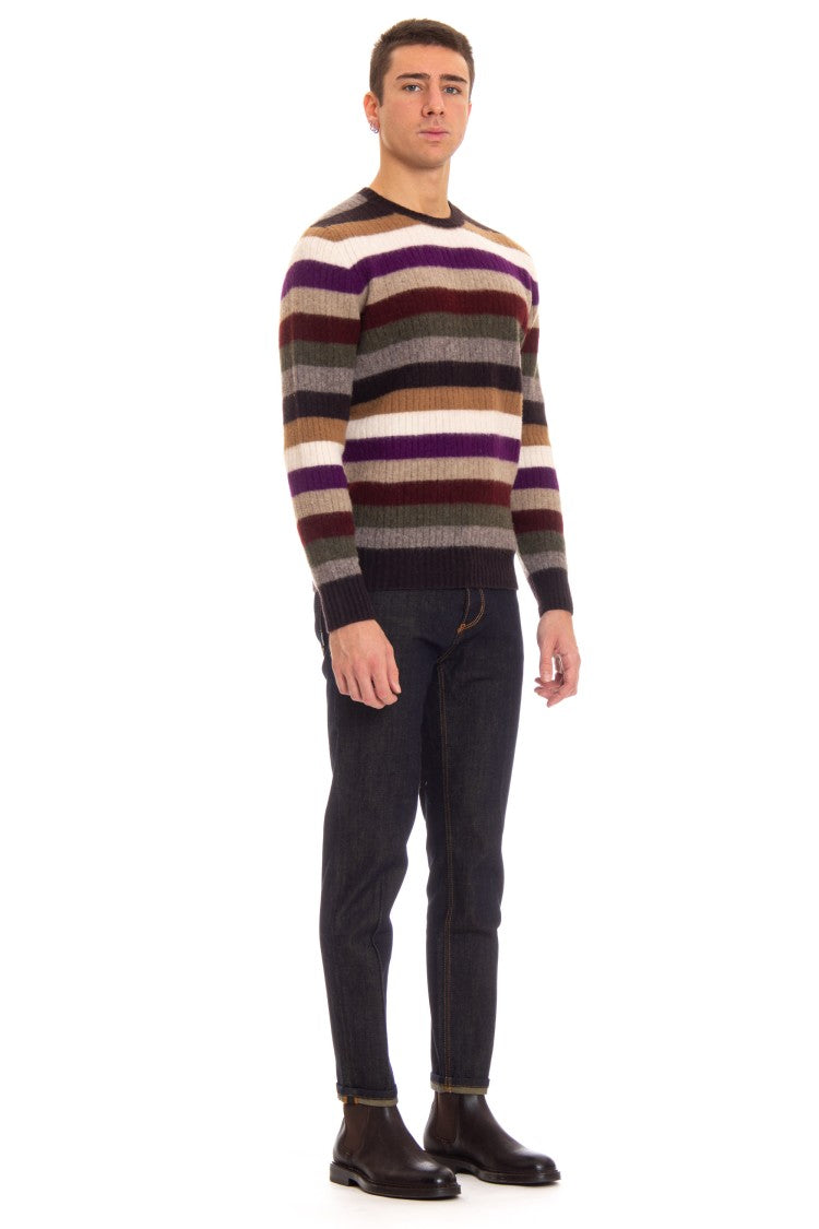Drumohr Striped Lambswool Crewneck Sweater
