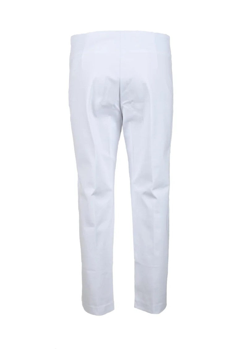 Blu Bianco Cropped White Trousers With Minimalist Design And Tailored Fit