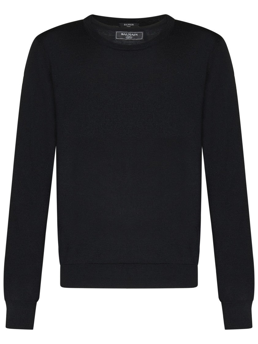 Balmain Merino Wool Knit Sweater With Trompe-L’Œil Collar