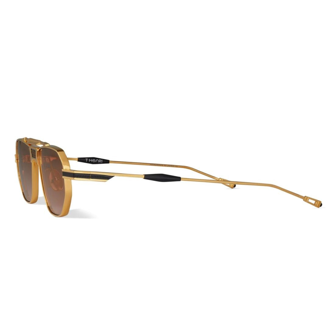 T Henri Longtail Casino Royale Geometric Frame Sunglasses With Metallic Gold Finish