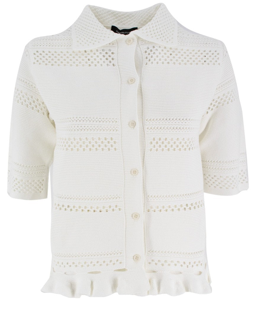 Fabiana Filippi Button-Detail Knit Sweater With Ruffled Hem