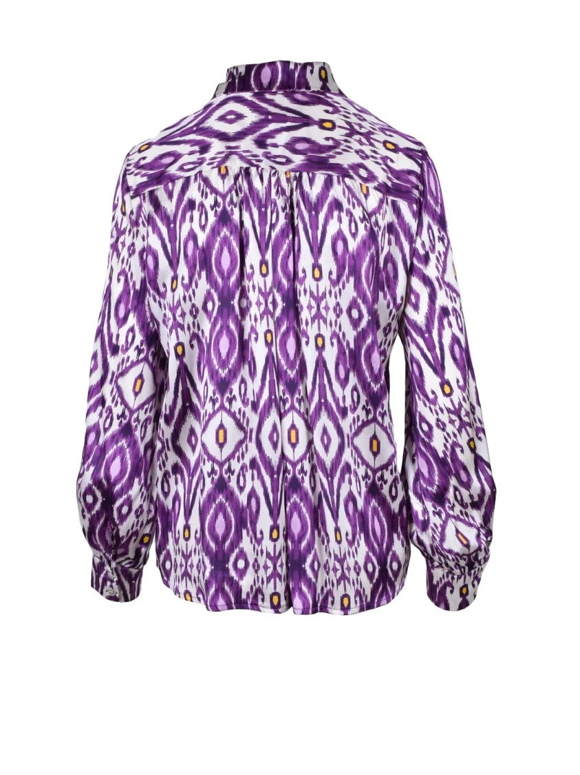 Motel White Purple Abstract Viscose Shirt