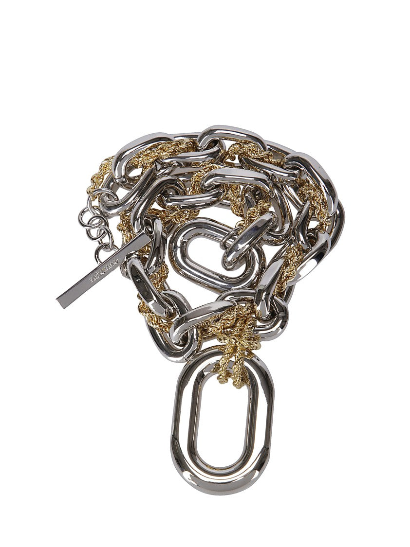 Paco Rabanne Polished Aluminum And Brass Statement Necklace With Toggle Clasp