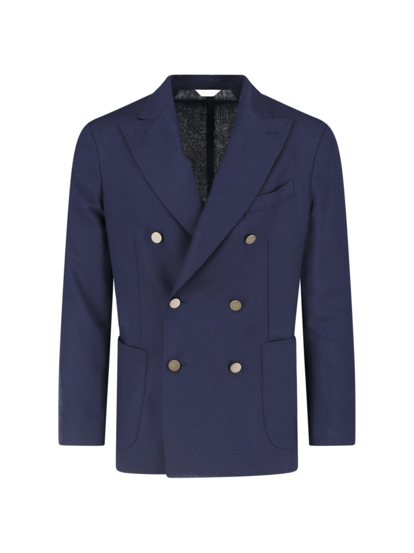 Boglioli Navy Virgin Wool Double-Breasted Blazer