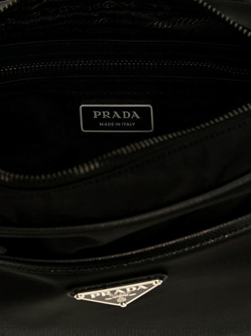 Prada Rectangular Nylon Crossbody Bag With Triangular Logo