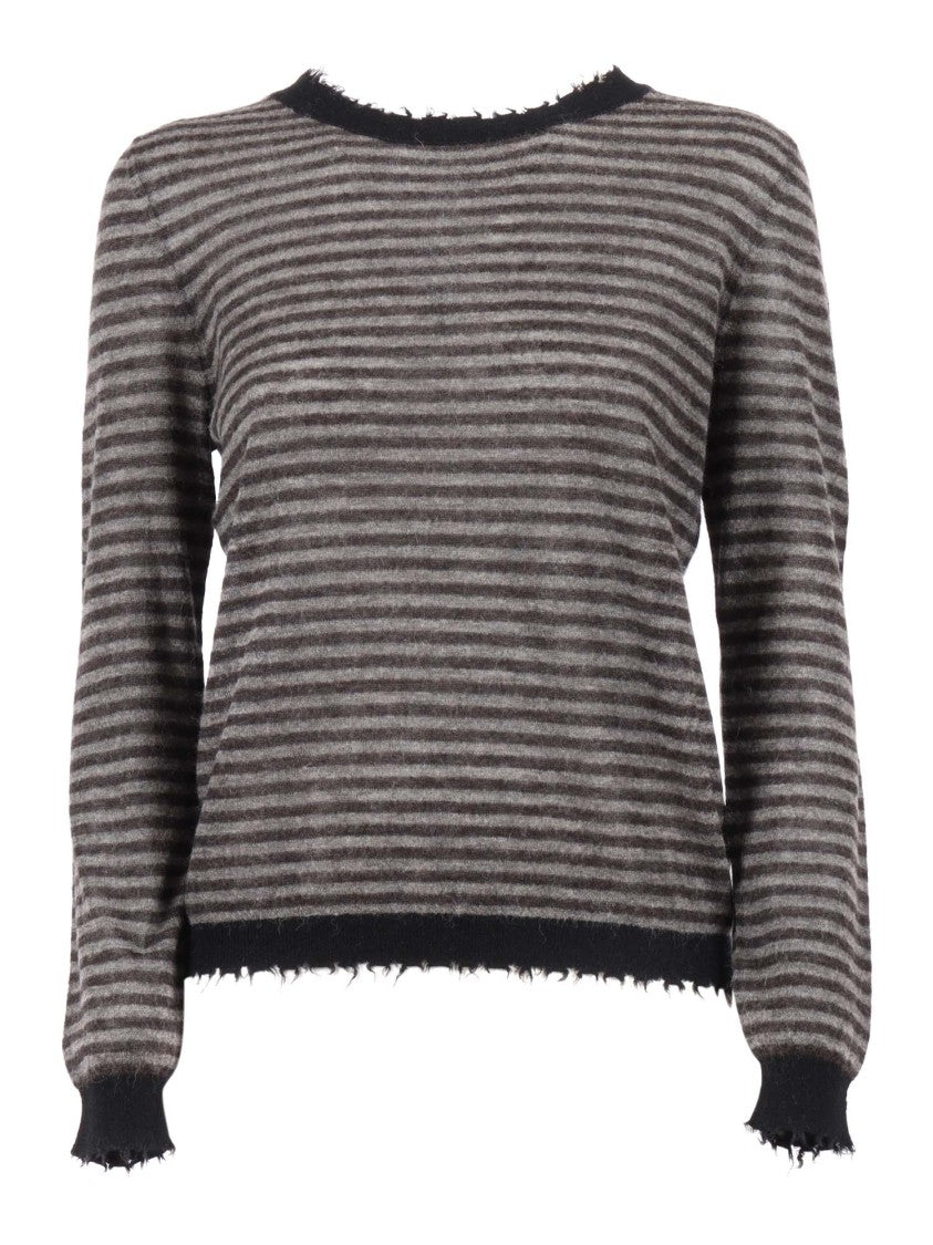 Kangra Cashmere Horizontal Stripe Knit Top