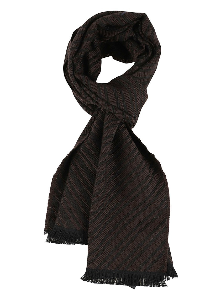 Emporio Armani Herringbone Pattern Virgin Wool Scarf