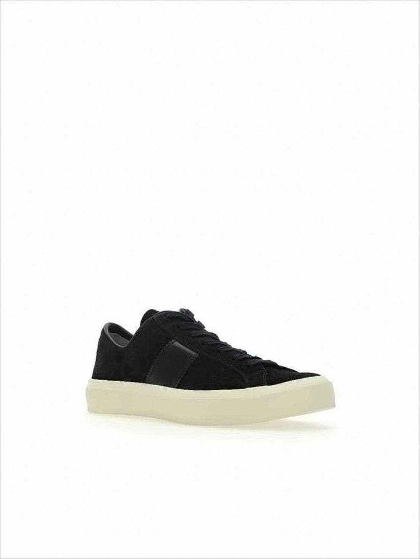 Tom Ford Low-Top Suede And Mesh Sneakers With Distinctive Sole