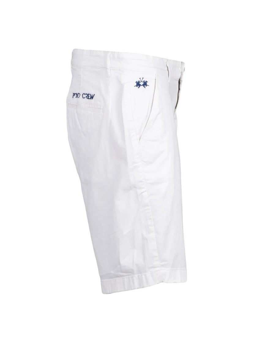 La Martina White Cotton Bermuda Shorts