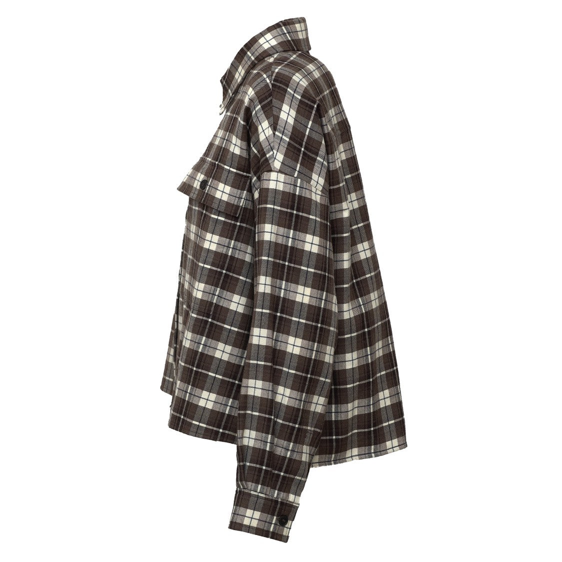 Max Mara Check Pattern Wool-Cotton Flannel Shirt