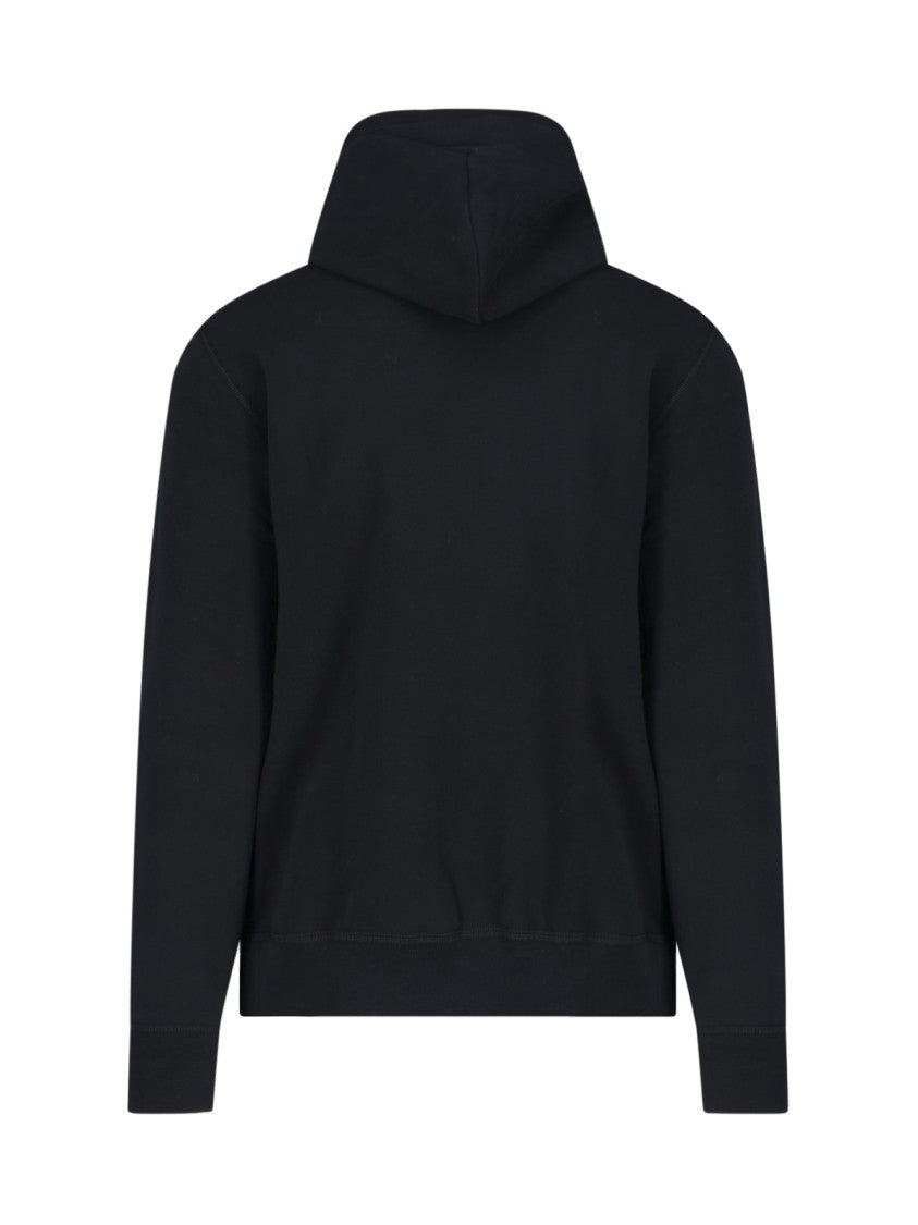 Polo Ralph Lauren Black Cotton Blend Hoodie With Drawstring And Embroidered Logo
