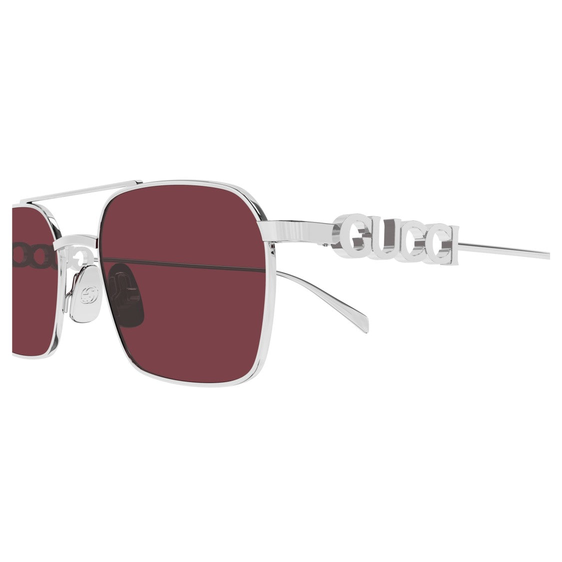 Gucci Gg1804s Rectangular Deep Burgundy Sunglasses