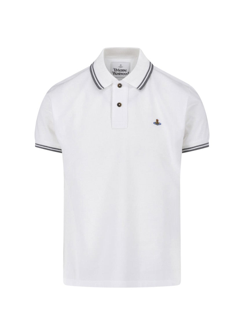 Vivienne Westwood Short-Sleeve Polo Shirt With Grey Double Stripes