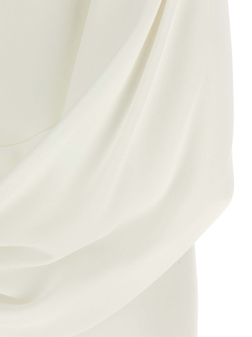 Alberta Ferretti Cape-Inspired Stretch Cady Top With Draped Elegance