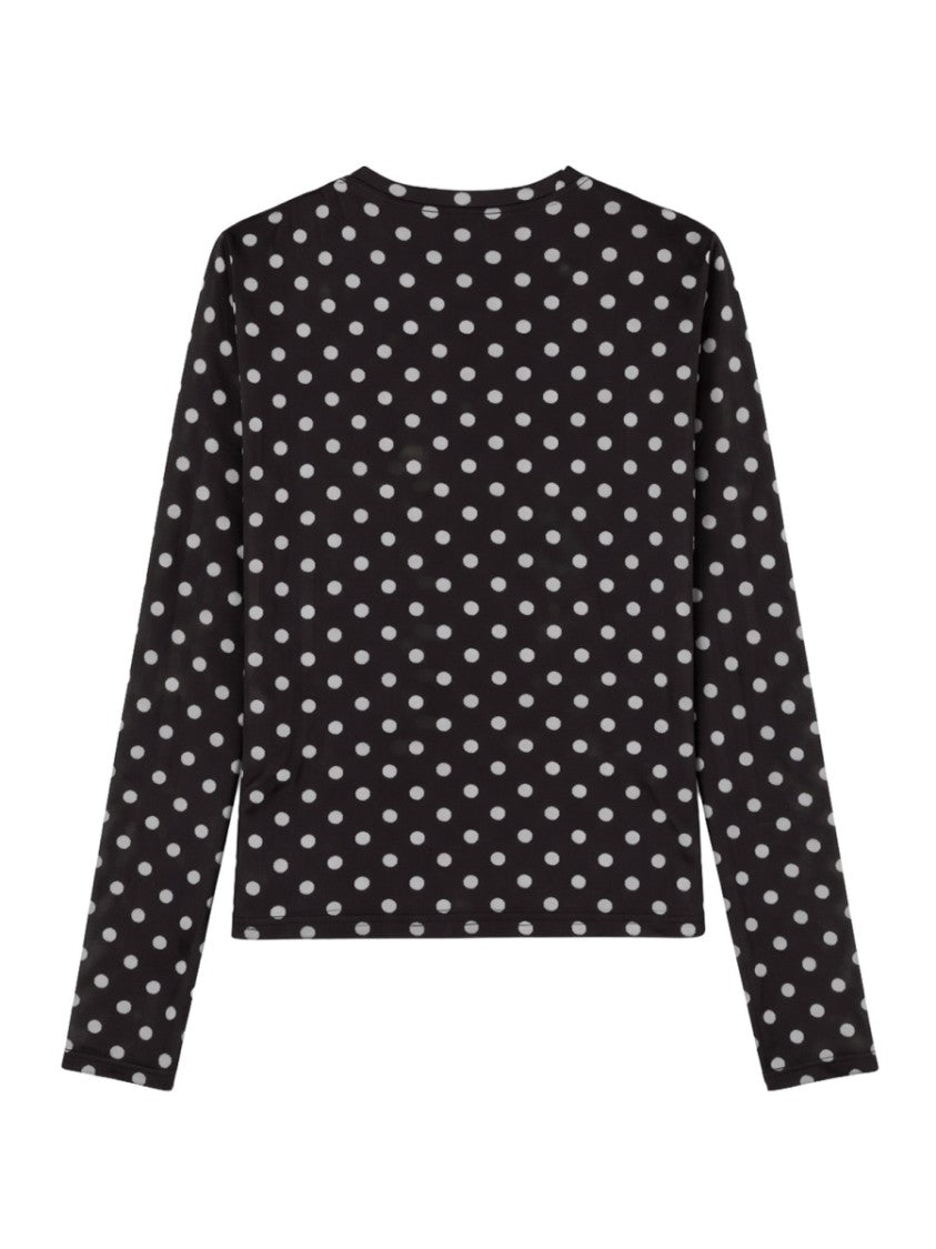 Ganni Slim Fit Polyamide-Blend Polka Dot Top