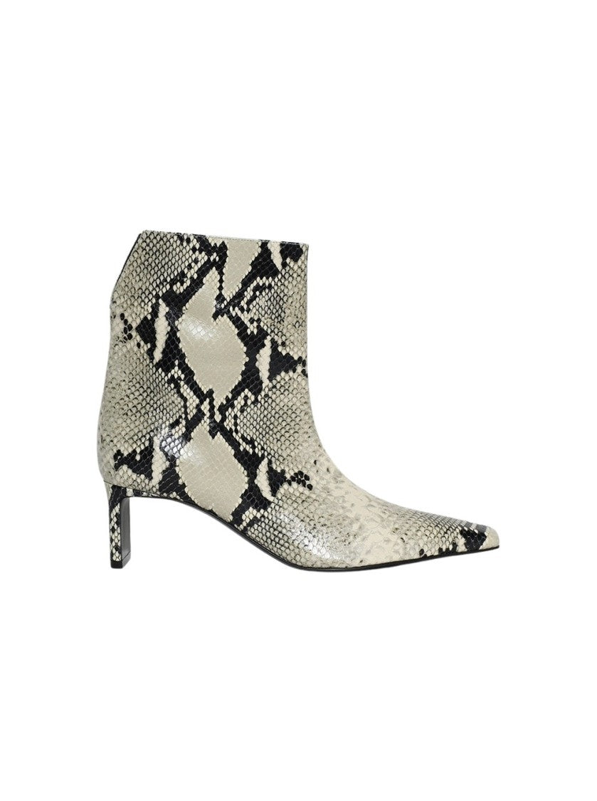 Khaite Ona Ankle Boot Natural Python-Embossed Leather