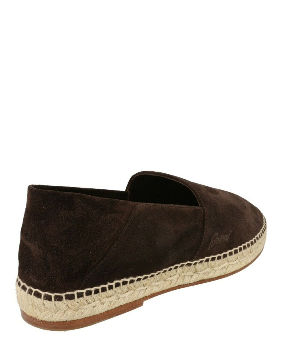 Brioni Slip-On Suede Espadrilles With Block Heel And Jute Sole