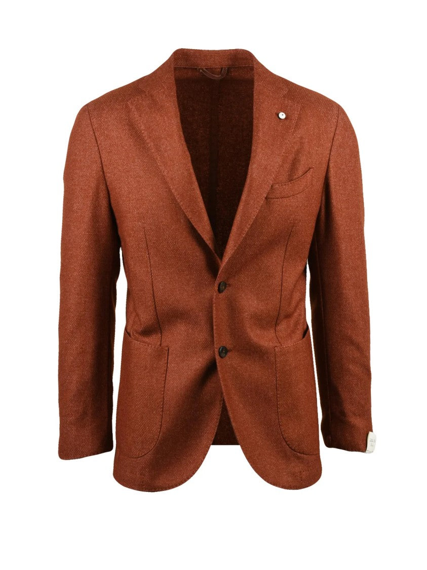 L.B.M. 1911 Rounded Brown Jacket With Button Closure And Textured Finish
