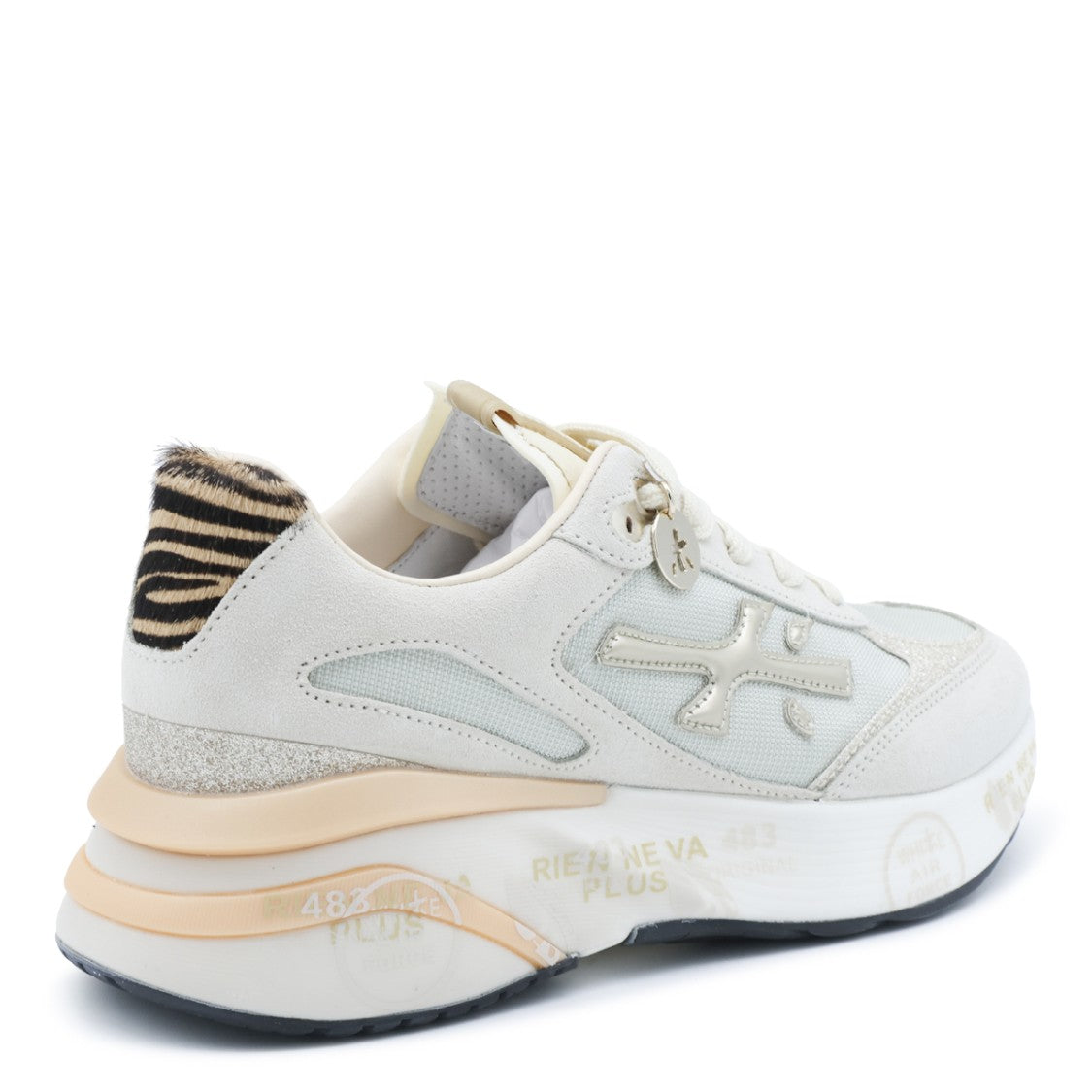 Premiata Chunky Zebra Print White Sneakers