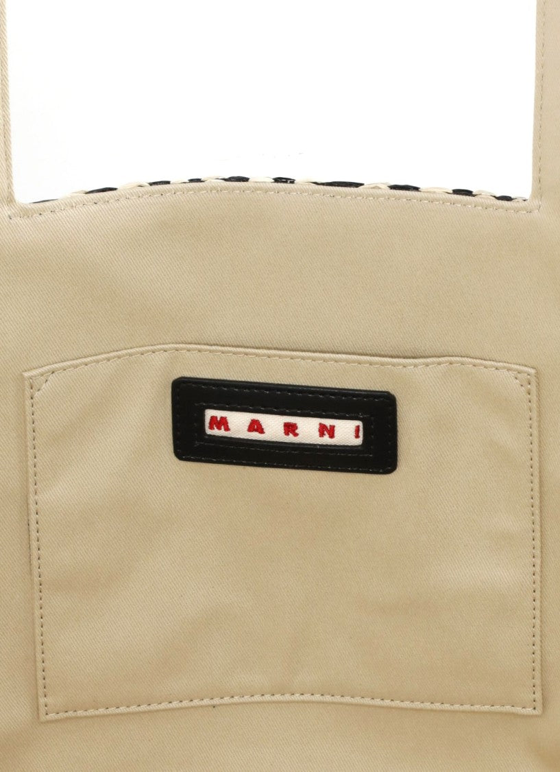 Marni Spacious Zebra Print Shoulder Bag With Logo Emblem