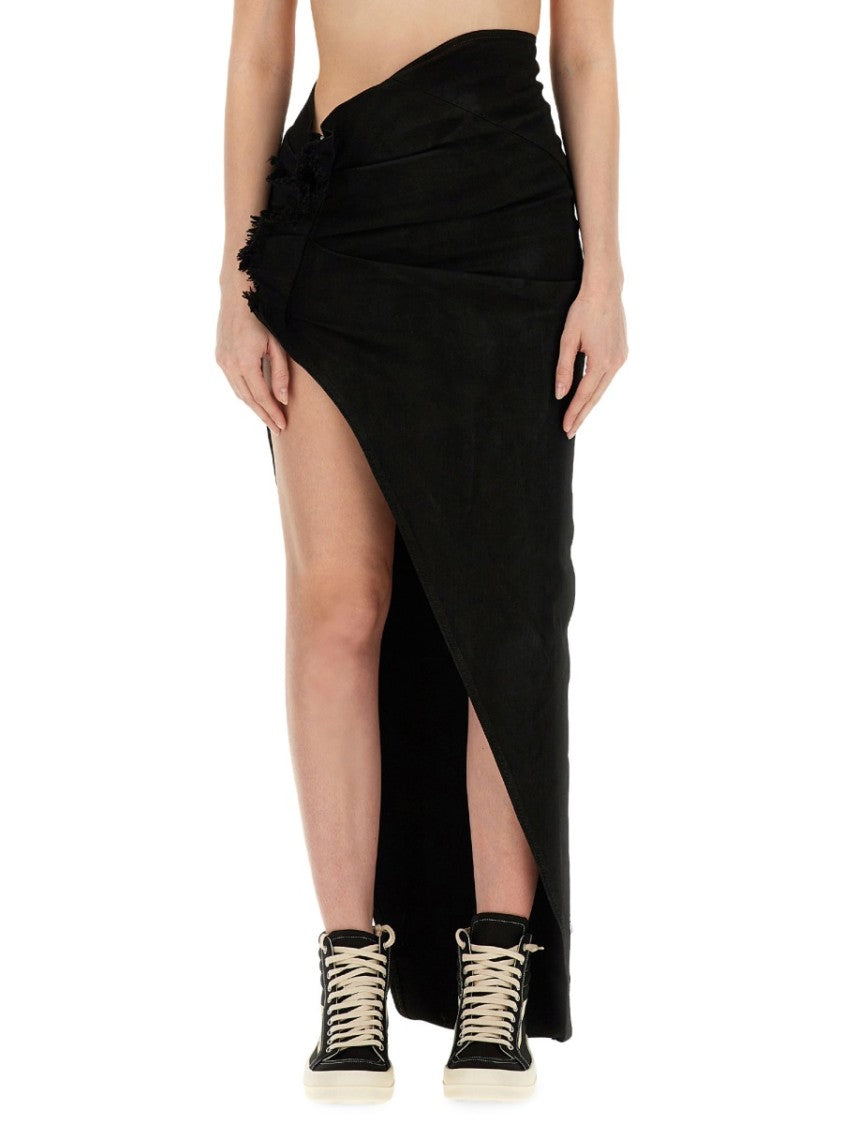 Drkshdw By Rick Owens Slim Fit Long Skirt With High Slit