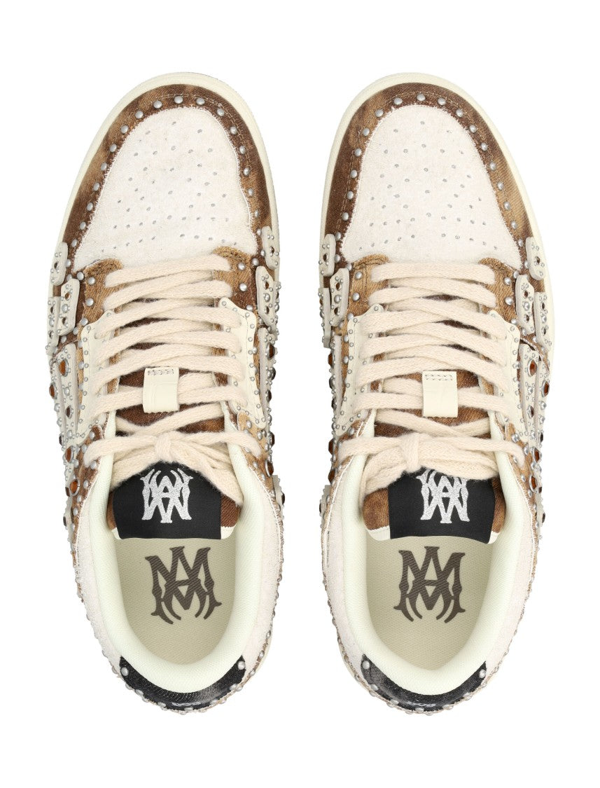 Amiri Brown Stud Skel Top Low Sneakers