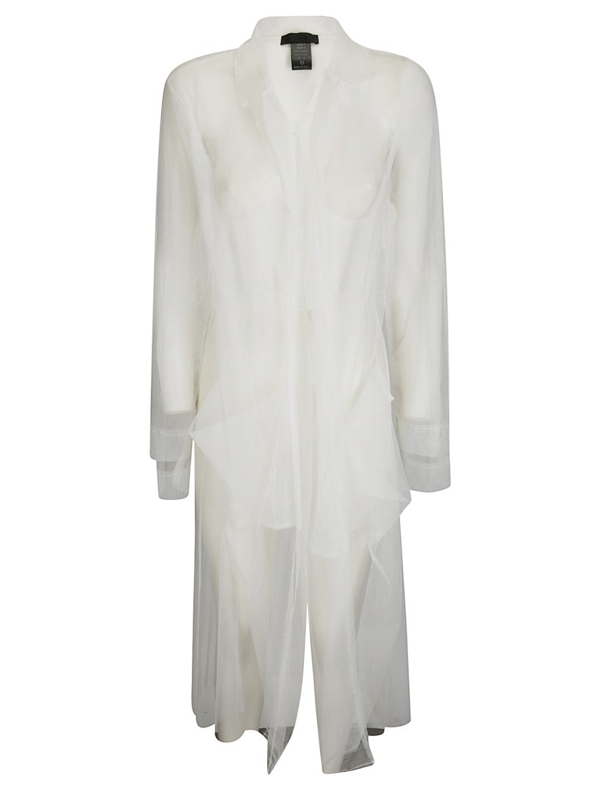 Maria Calderara Long Sleeve Transparent Tulle Trench Coat