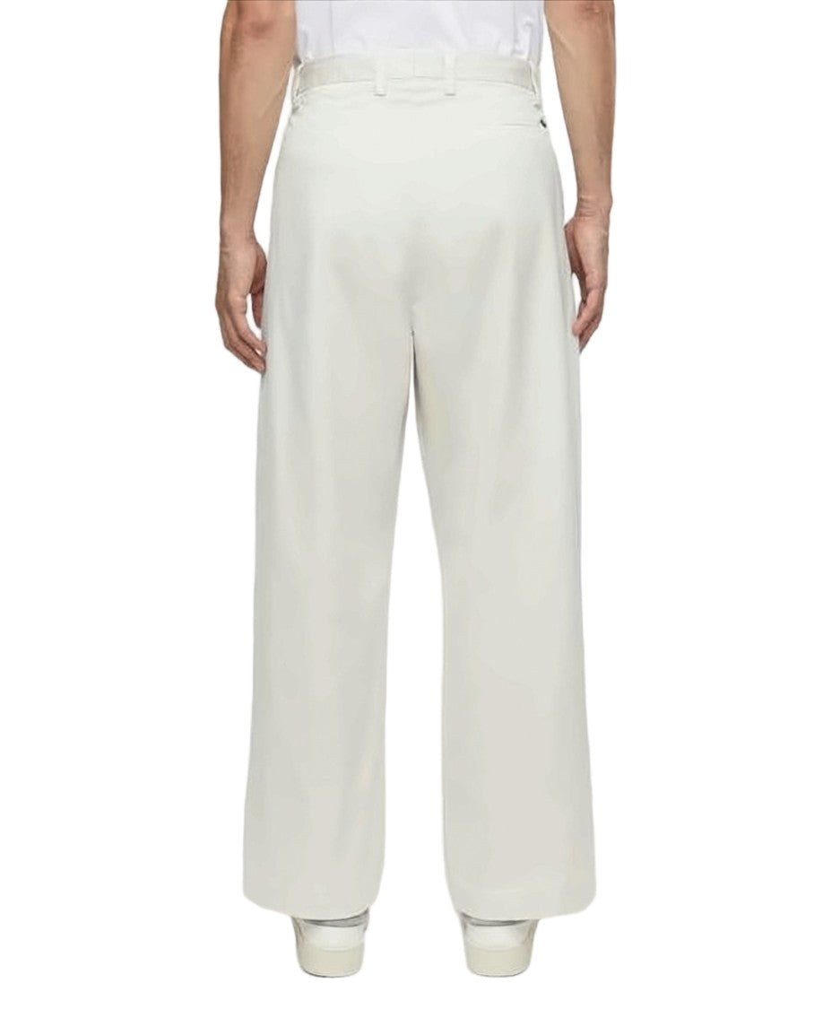 Closed Wide-Leg Cotton Pants With High Waist
