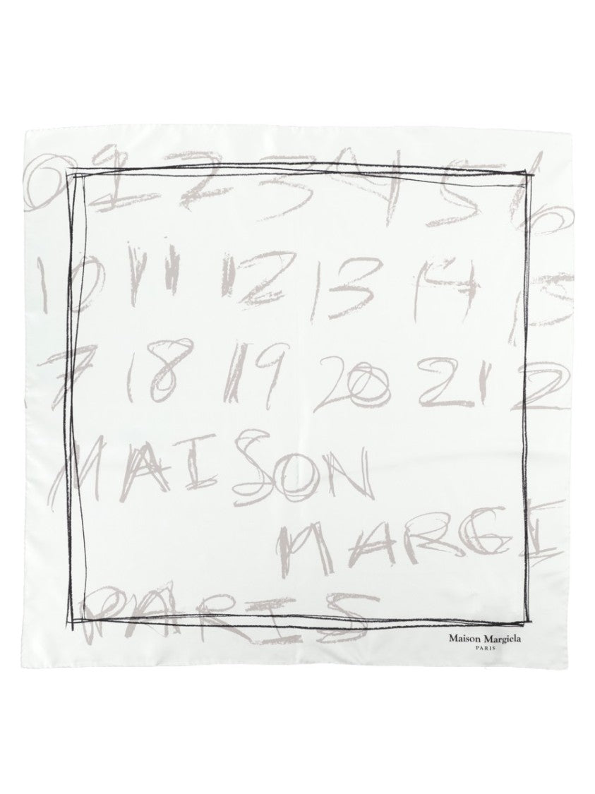 Maison Margiela Square Silk Scarf With Handwritten Number Design