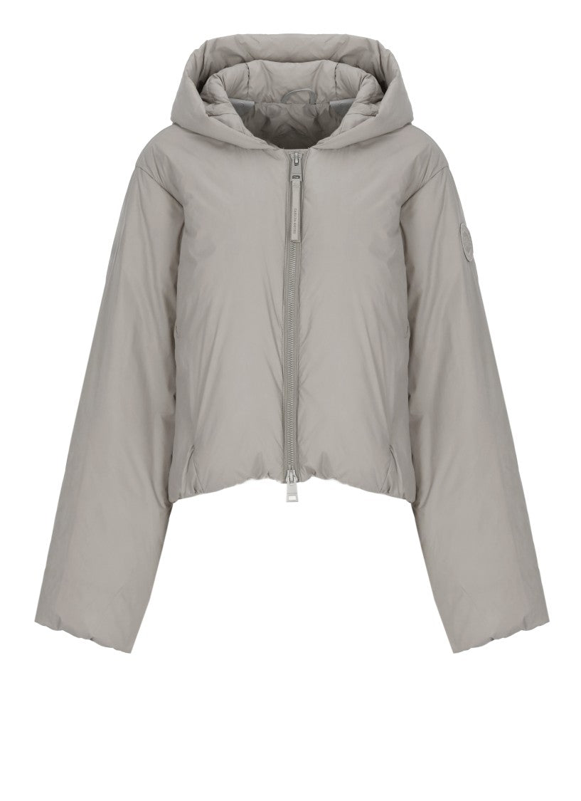 Canada Goose Cropped Grey Padded Jacket With Hood
