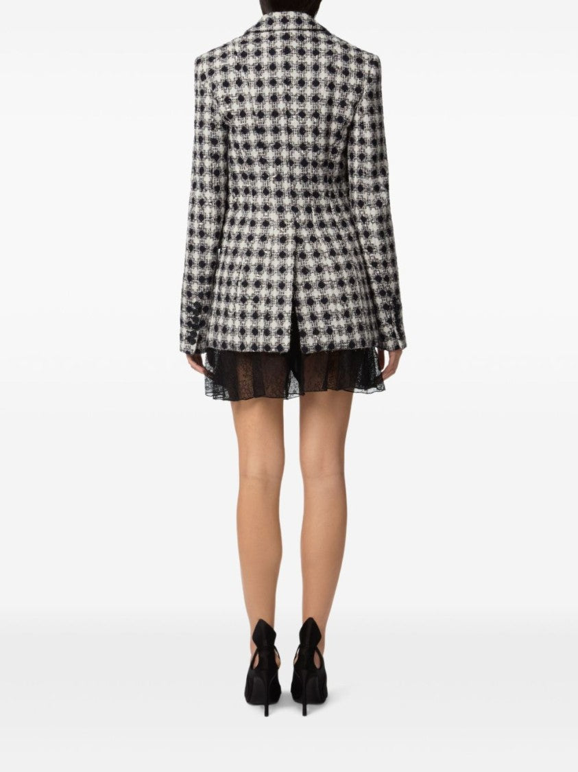 Nina Ricci Double-Breasted White Lurex Tweed Blazer