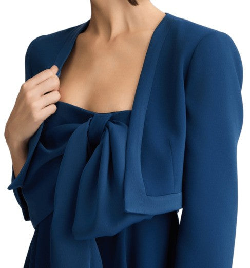 Liu Jo Sapphire Blue Cropped Jacket In Envers Satin