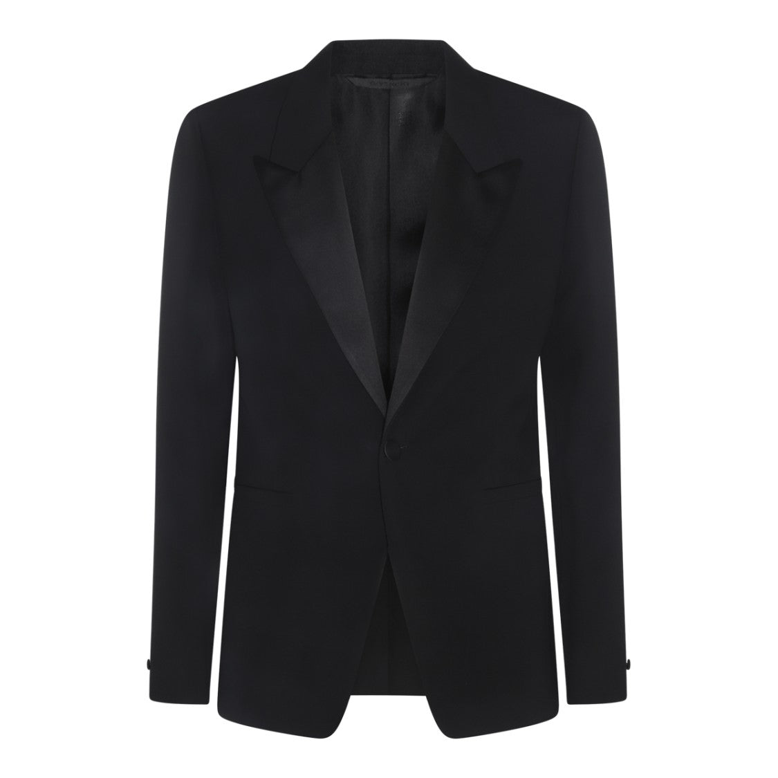 Givenchy Single-Breasted Black Virgin Wool Blazer With Satin Inserts