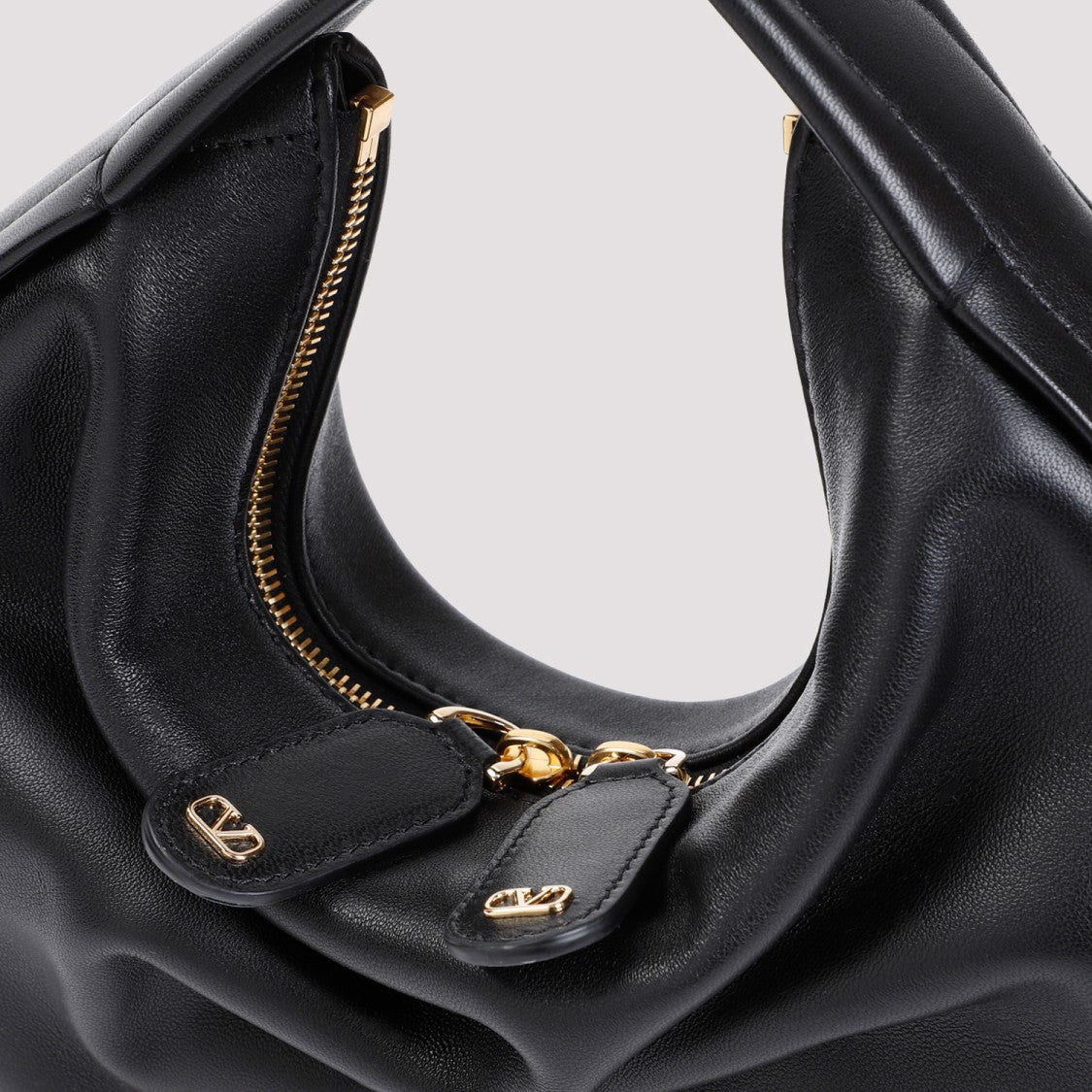 Valentino Black Leather Go-Hobo Small Leather Bag