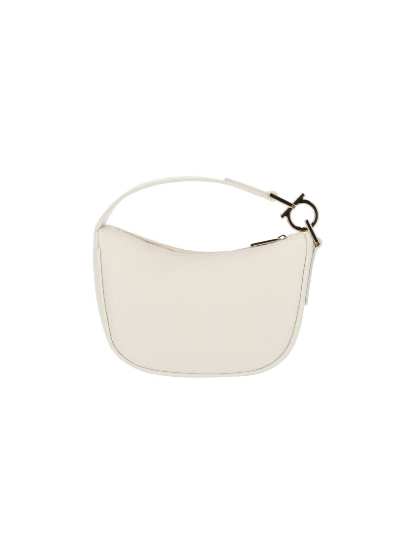 Ferragamo Mini Hobo Bag In White Calfskin