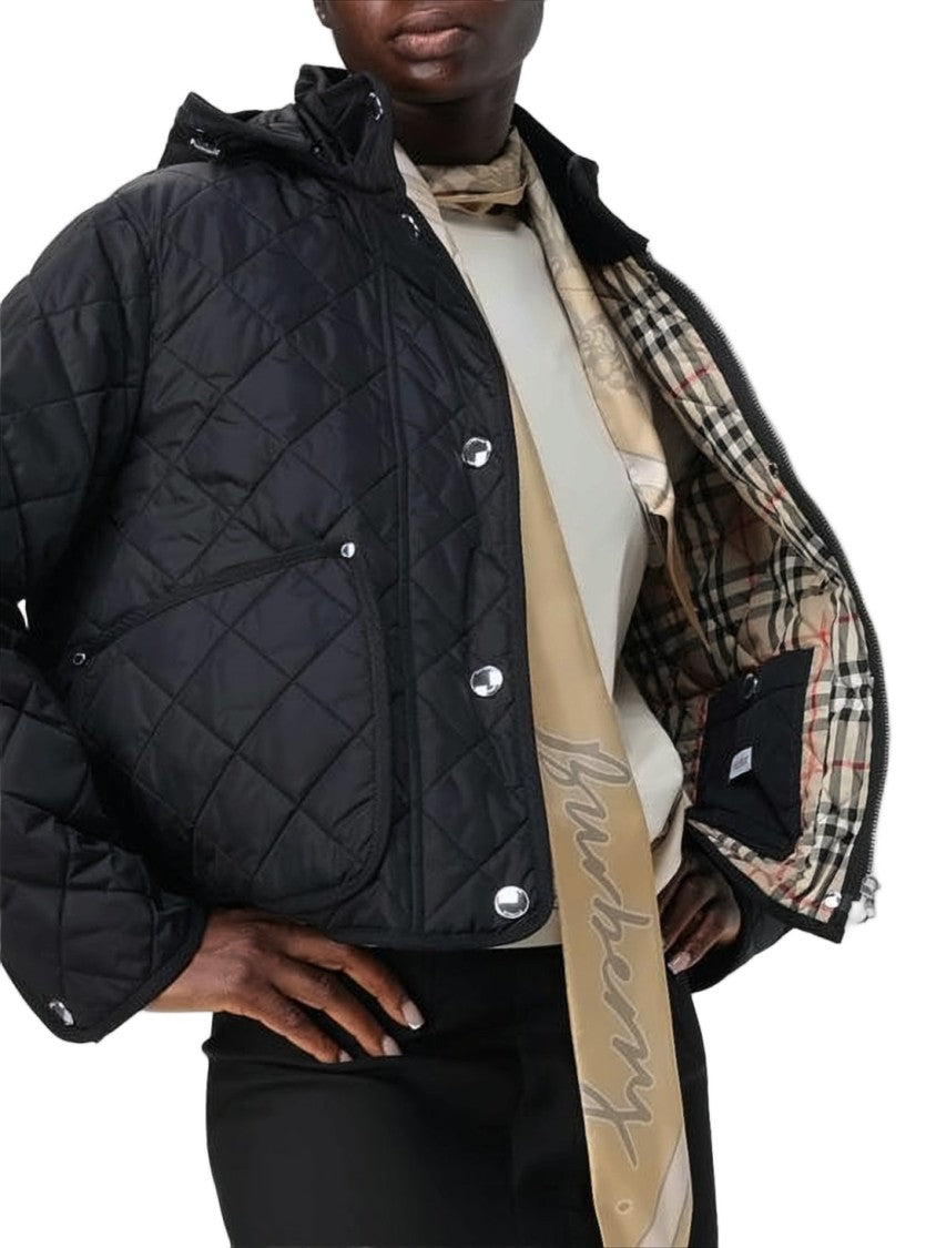 Burberry Cropped Quilted Jacket With Diamond Pattern