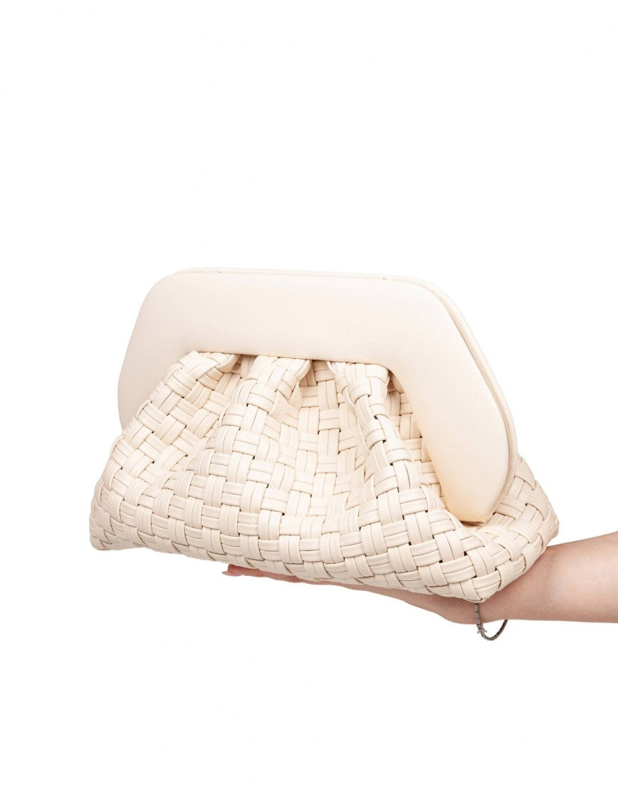 Themoirè Tia Clutch Bag In Vegan Fabric, Shell Color