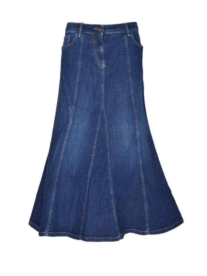Persona By Marina Rinaldi* Blue Flared Denim Skirt